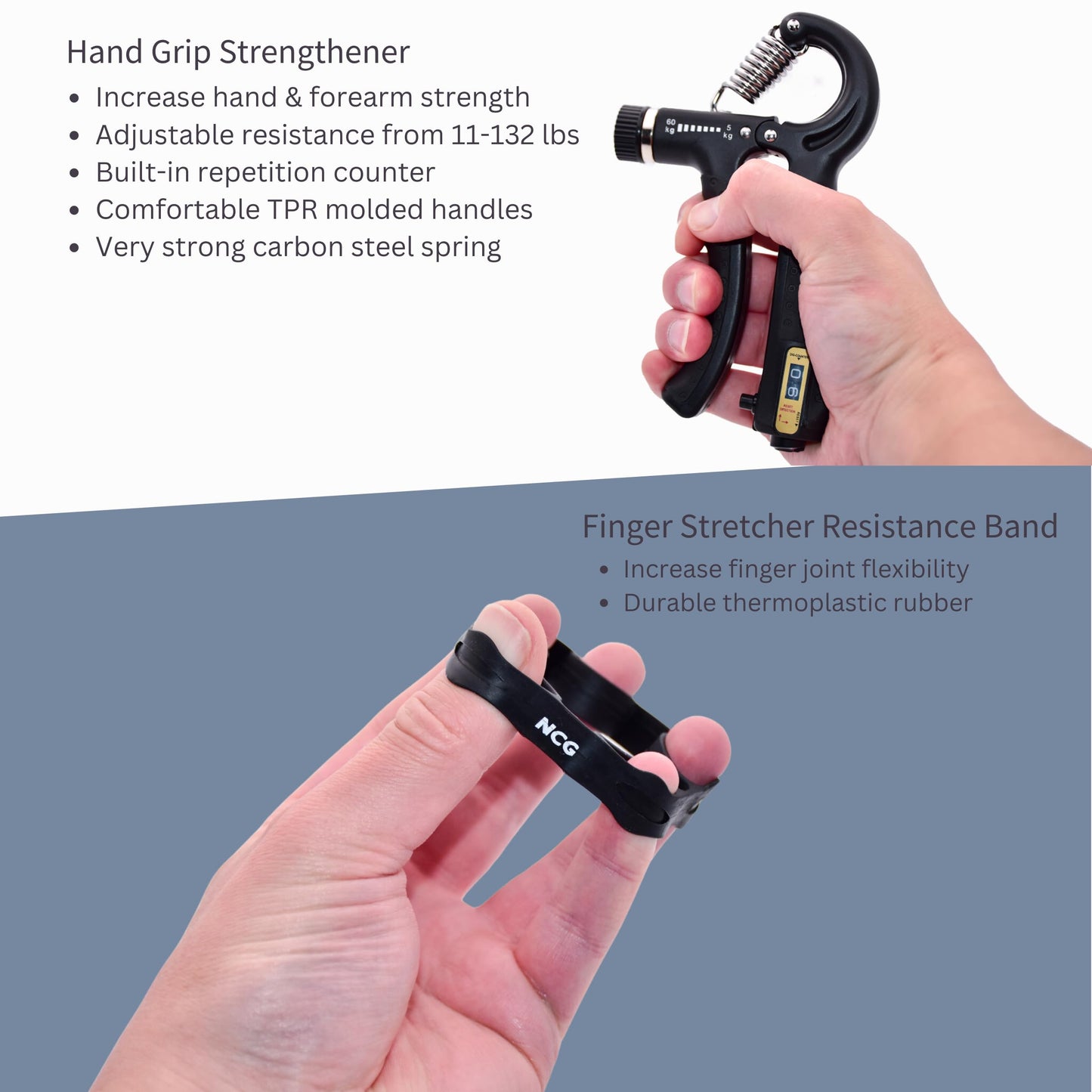 NCG Forearm Grip Hand Grips Strengthener Kit - 6-Pack Adjustable Resistance